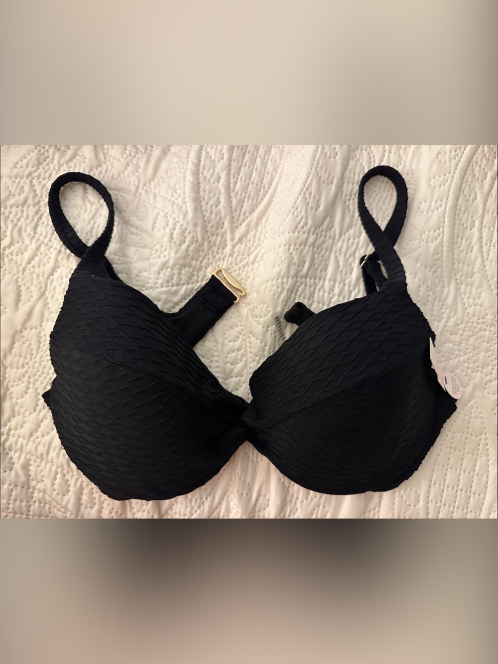 VS SWIM Black Textured Swim Bra